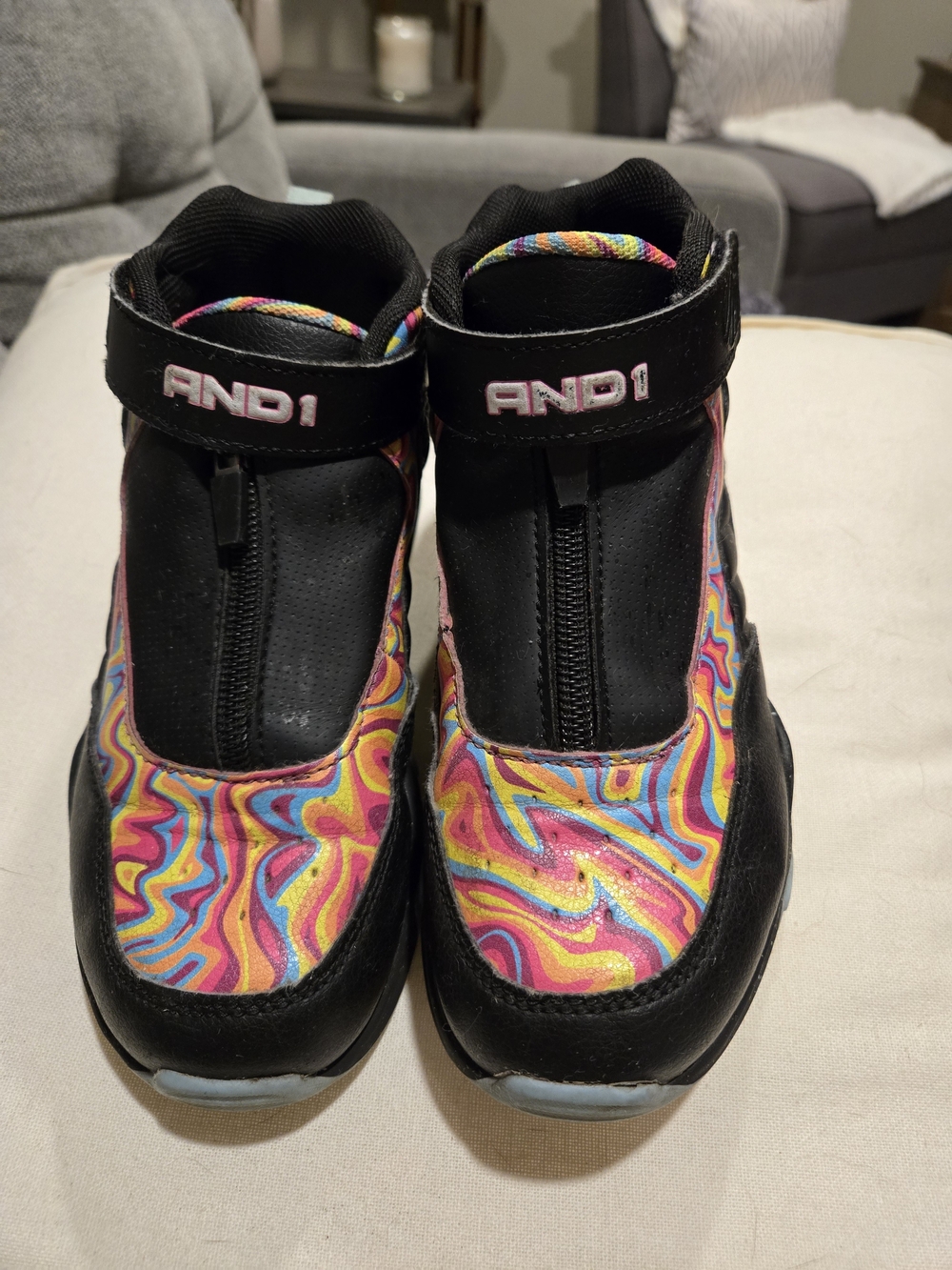 AND1 Kids' Black Multi-Color Swirl Athletic Shoes